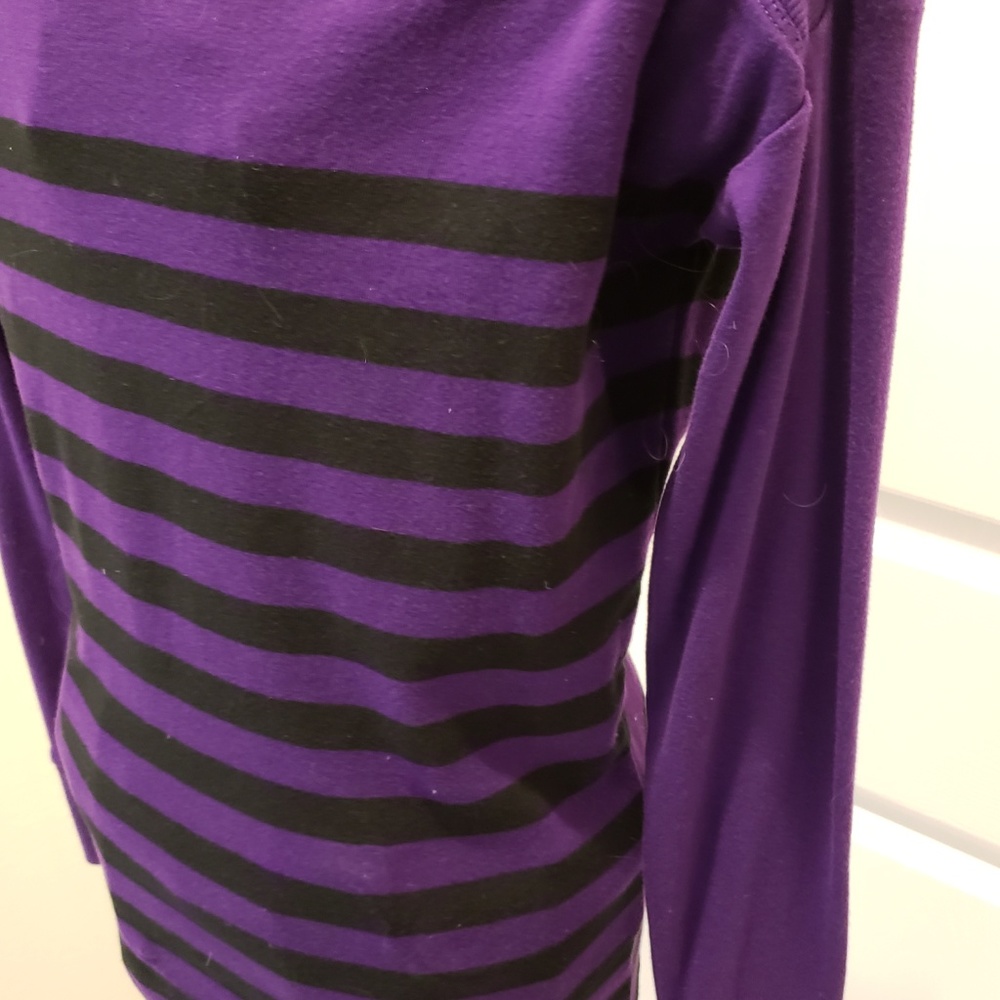 Ralph Lauren Sz Sm Purple/Black L/S Striped Top - Picture 6 of 8